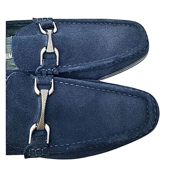 Stacy Adams Mens Newcomb Moc Toe Bit Loafer Blue Suede 7.5 M Pre-Owned - Picture 7 of 11